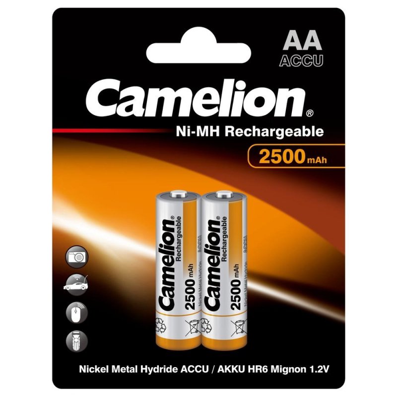 Аккумулятор Camelion AA-2500mAh 2шт/бл(NH-AA2500BP2.1.2В) (6107)