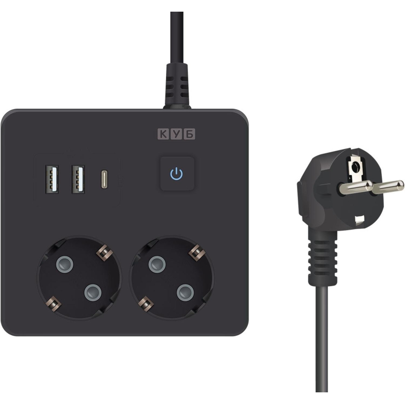 Удлинитель Power Cube, 2р,3USB, 3500 Вт, 16А,1.9 м, 3×1.0 черн. (PC-1B-2M)