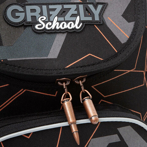 Ранец GRIZZLY анатомическая спинка, с мешком для обуви, для мальчиков, SERIOUS, 33×25х13 см