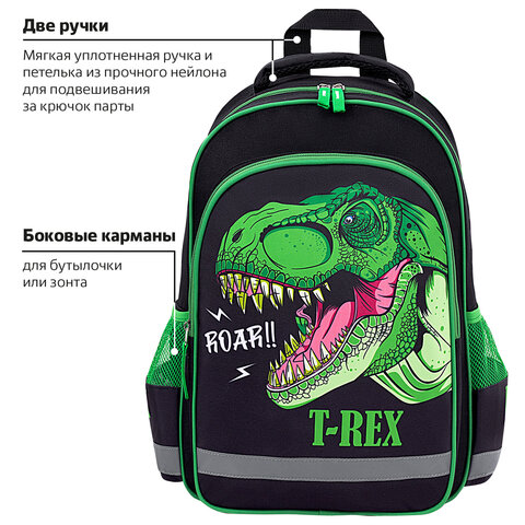 Рюкзак ПИФАГОР SCHOOL, 1 отделение, 3 кармана, «Dino roar», 38×28×14 см
