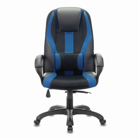 Кресло компьютерное BRABIX PREMIUM «Rapid GM-102», НАГРУЗКА 180 кг, экокожа/ткань, черное/синее, 532106