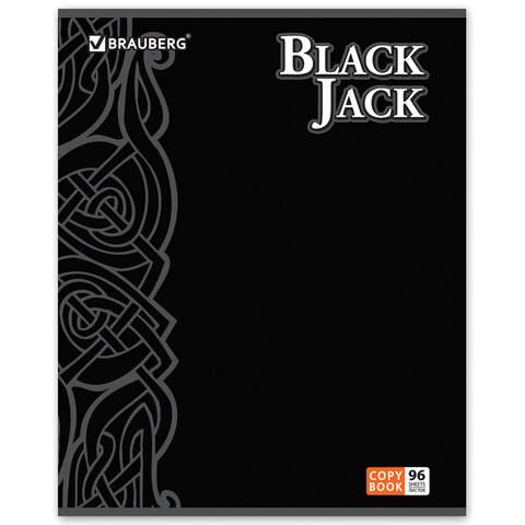 Тетрадь 96 л. BRAUBERG «Pro», офсет 60 г/м2, клетка, выборочный лак, «Black Jack» («Блэк Джэк»), 5 видов