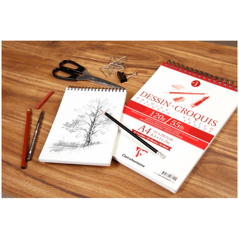 Скетчбук 50л. А4 на гребне Clairefontaine «Dessin croquis», 120г/м2