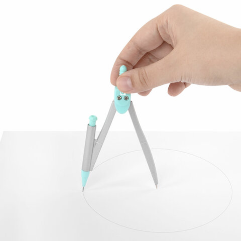 Готовальня BRAUBERG SCHOOL KIT, 9 предметов, циркуль 125 мм, чертежные принадлежности, мятный цвет