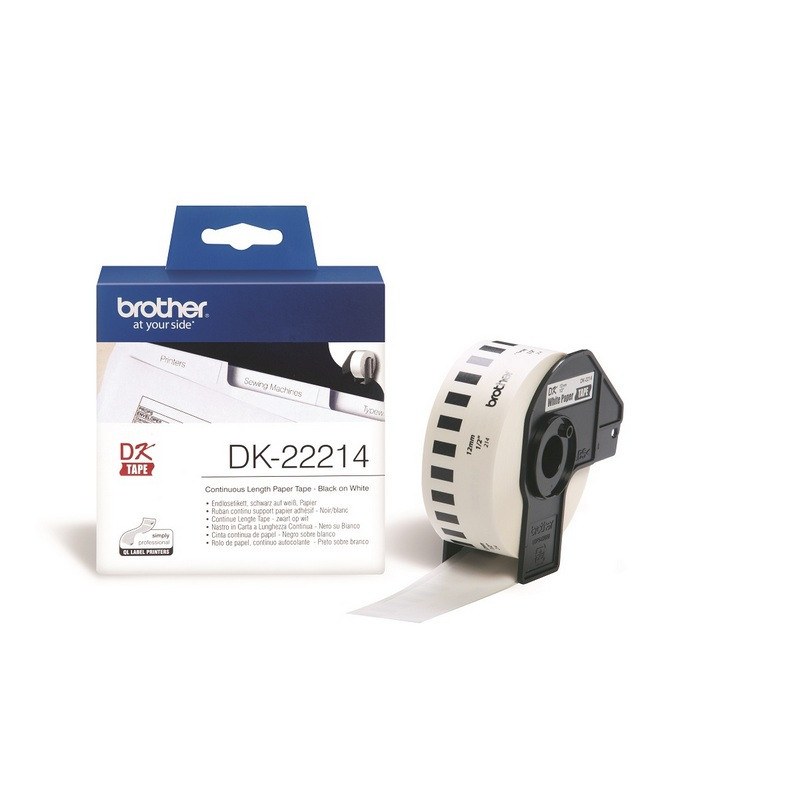 Картридж для принтера этикеток Brother DK22214 (12 мм x 30 м, цвет ленты белый, шрифт черный)