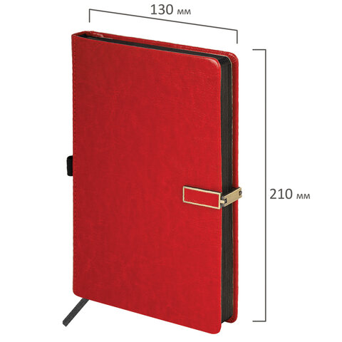 Скетчбук, слоновая кость 140 г/м2 130×210 мм, 80 л., КОЖЗАМ, застежка металл, BRAUBERG ART CLASSIC, «Inspiration», под кожу, красный