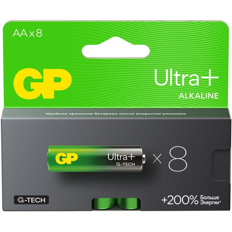 превью Батарейка GP Ultra+ Alkaline LR6 (АА) 8шт/уп (GP15AUPA21-2CRB8)