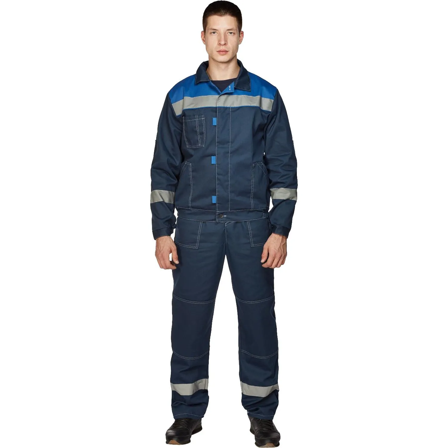 Костюм рабочий летний мужской л20-КПК с СОП синий/васильковый (размер 104-108 (52-54), рост 170-176)