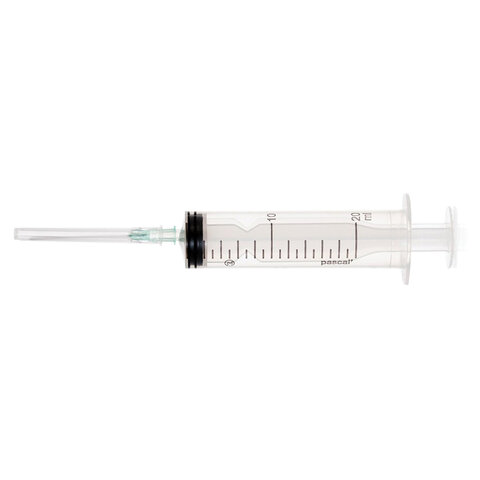 Шприц 3-х компонентный PASCAL, 20 мл КОМПЛЕКТ 5 шт. в коробке, игла 0.8×40 - 21G, ш/