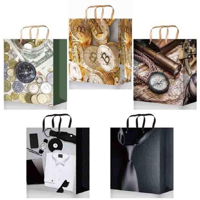 Пакет подарочный ламинированный (32×26×14 см, 10 штук в упаковке, L305/306/307/308/309)