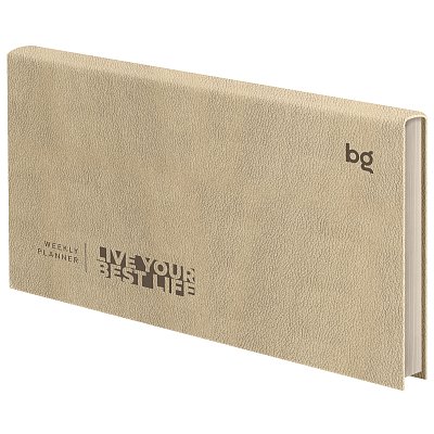 Еженедельник недатированный, 64л., мягкий переплет, кожзам, BG «Waltz. Beige metallic», цветной срез