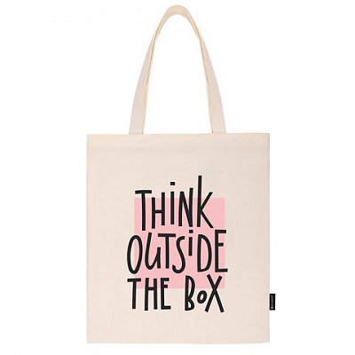 Сумка-шоппер BRAUBERG, канвас, 40×35 см, бежевый, «Think outside the box»