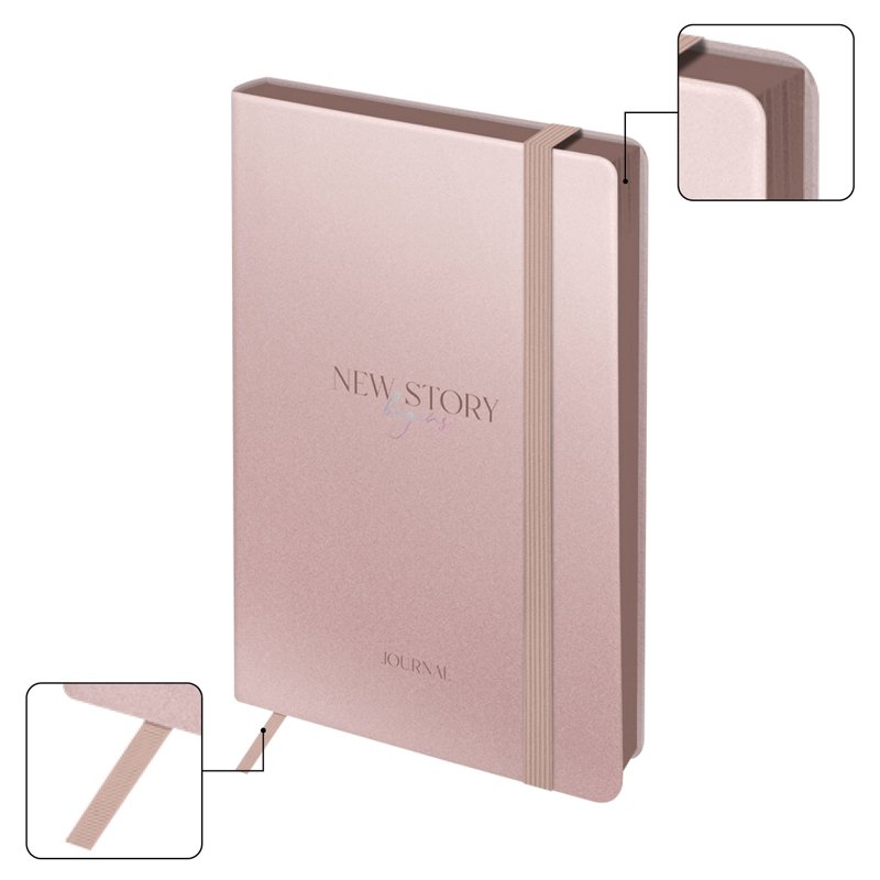 Ежедневник недатированный А5, 136л., кожзам, Greenwich Line «New Story. Rose gold», тон. блок
