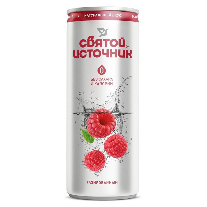 Вода питьевая Святой Источник газированная со вкусом малины 0.33 л (12 штук в упаковке)