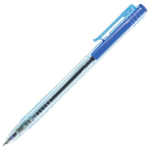 превью Ручка шариковая масляная автоматическая BRAUBERG «Click Blue», СИНЯЯ, тонированный корпус, узел 1 мм, линия письма 0.5 мм