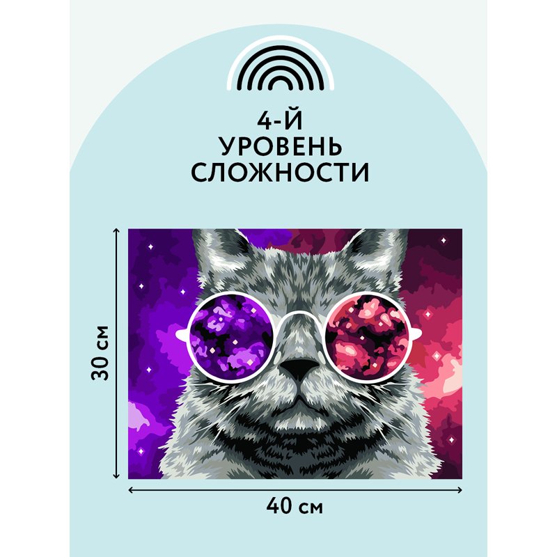 Картина по номерам на холсте ТРИ СОВЫ «Кошачий космос», 30×40, с акриловыми красками и кистями