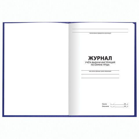 Журнал учёта выдачи инструкций по охране труда, 96 л., А4 200×290 мм, бумвинил, офсет, BRAUBERG