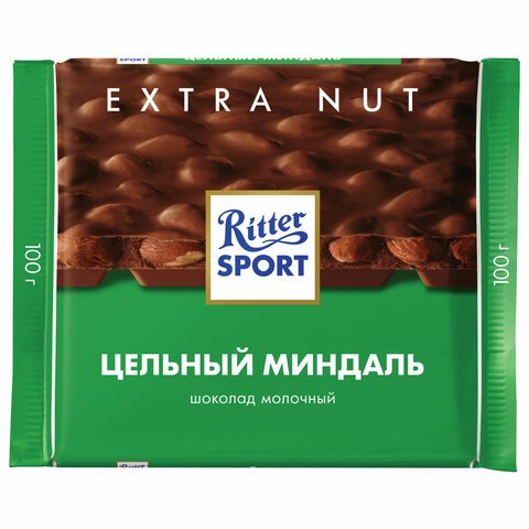 превью Шоколад RITTER SPORT «Extra Nut», молочный, с цельным миндалем, 100 г