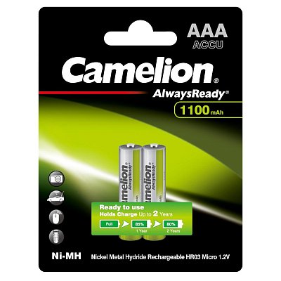 Аккумулятор Camelion Always Ready AAA 2шт/бл(NH-AAA1100BP2.1.2В) (15037)