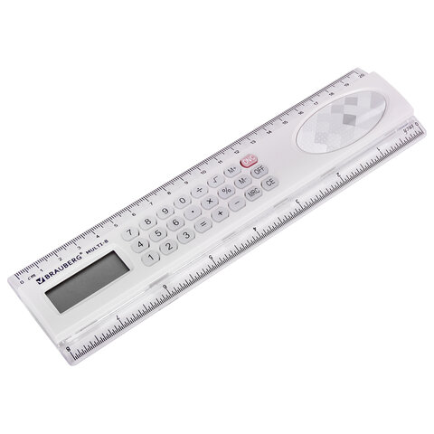 Линейка с калькулятором 20 см BRAUBERG MULTI-8 (53×210 мм)8 разрядов250540
