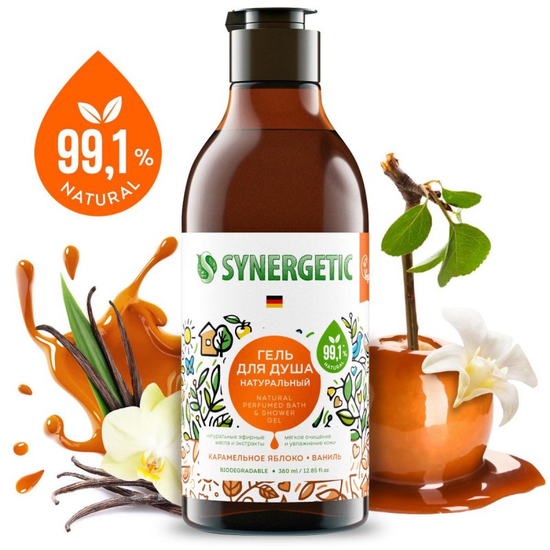 Гель для душа Synergetic карамельное яблоко и ваниль 380 мл