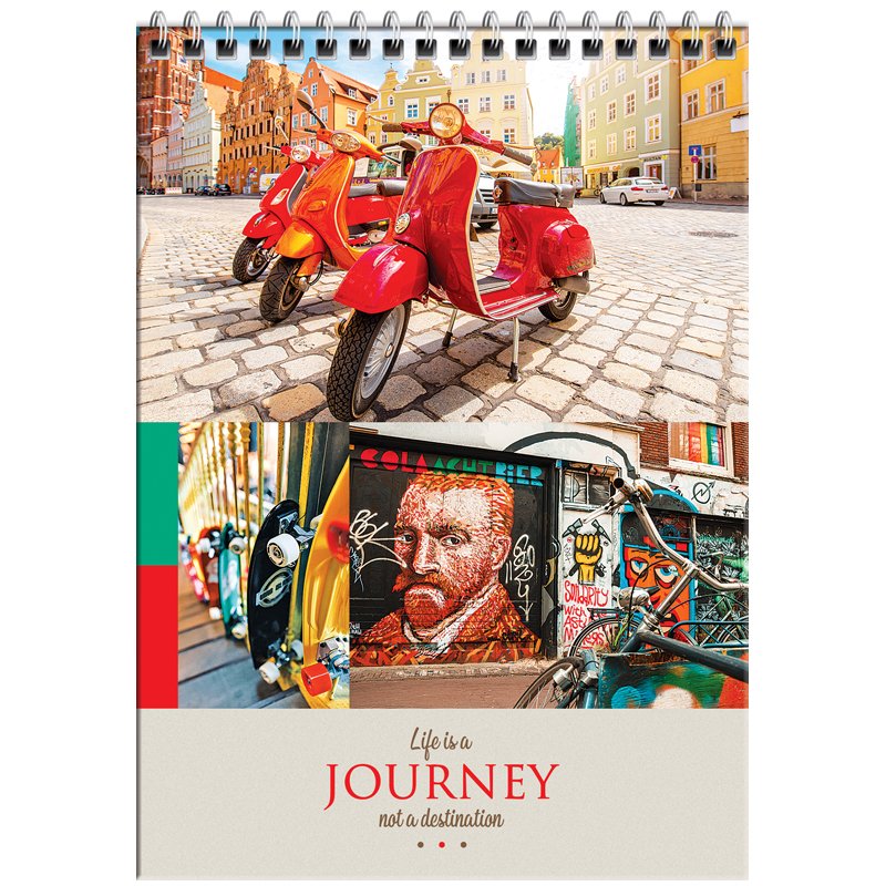 Блокнот А5 80л. на гребне ArtSpace «Путешествия. Collage of travel», глянц. ламинация, тверд. обложка