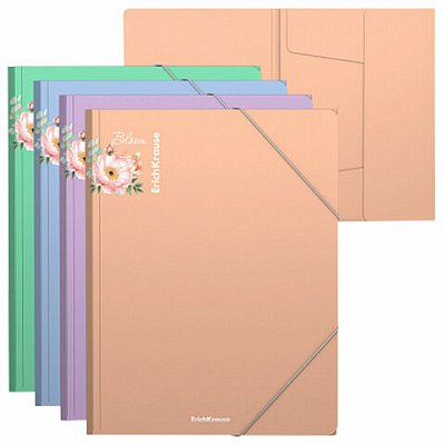 Папка на резинках ERICH KRAUSE «Matt Pastel Bloom», до 300 листов, ассорти, 600 мкм
