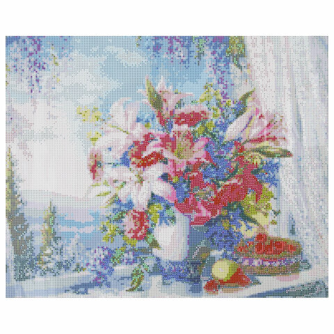 Картина стразами (алмазная мозаика), 40×50 см, ОСТРОВ СОКРОВИЩ «Букет с гладиолусами», без подрамника