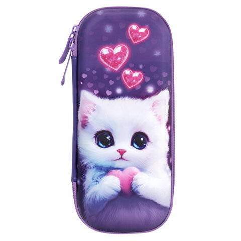Пенал ЮНЛАНДИЯ, 1 отделение, 1 откидная планка, карман, EVA покрытие soft-touch, 22×10х5 см, «Cute cat»