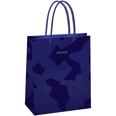 Пакет подарочный 18×23×10см MESHU «Blue pattern», выборочный лак, матовая ламинация