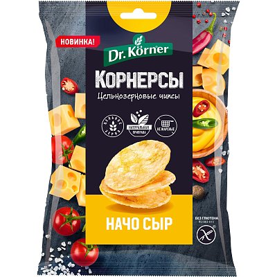 Чипсы Dr. Korner цельноз. кукурузно-рисовые с сыром начо, 50г