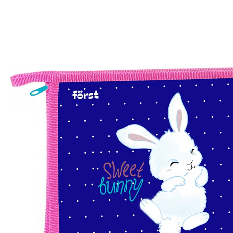 превью Папка для тетрадей 1 отделение, А5, Först «Sweet bunny», 240×205×40мм, пластик, на молнии