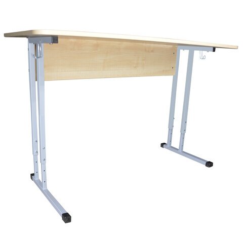 превью Стол-парта 2-местный регулируемый «Умник»1200×500х640-760ммрост 4-6серый каркасЛДСП клён