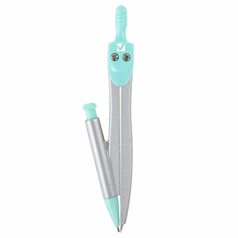 Готовальня BRAUBERG SCHOOL KIT, 9 предметов, циркуль 125 мм, чертежные принадлежности, мятный цвет