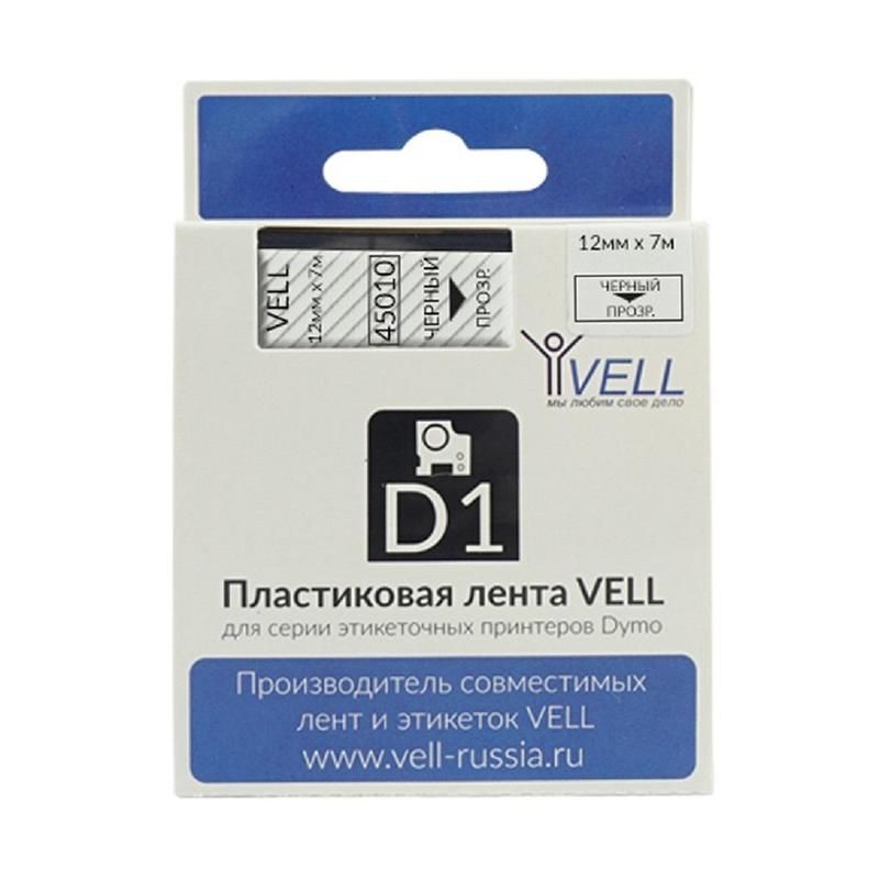 Картридж для принтера этикеток Vell VL-D-S0720500/45010 (12 мм x 7 м, цвет ленты прозрачный, шрифт черный)