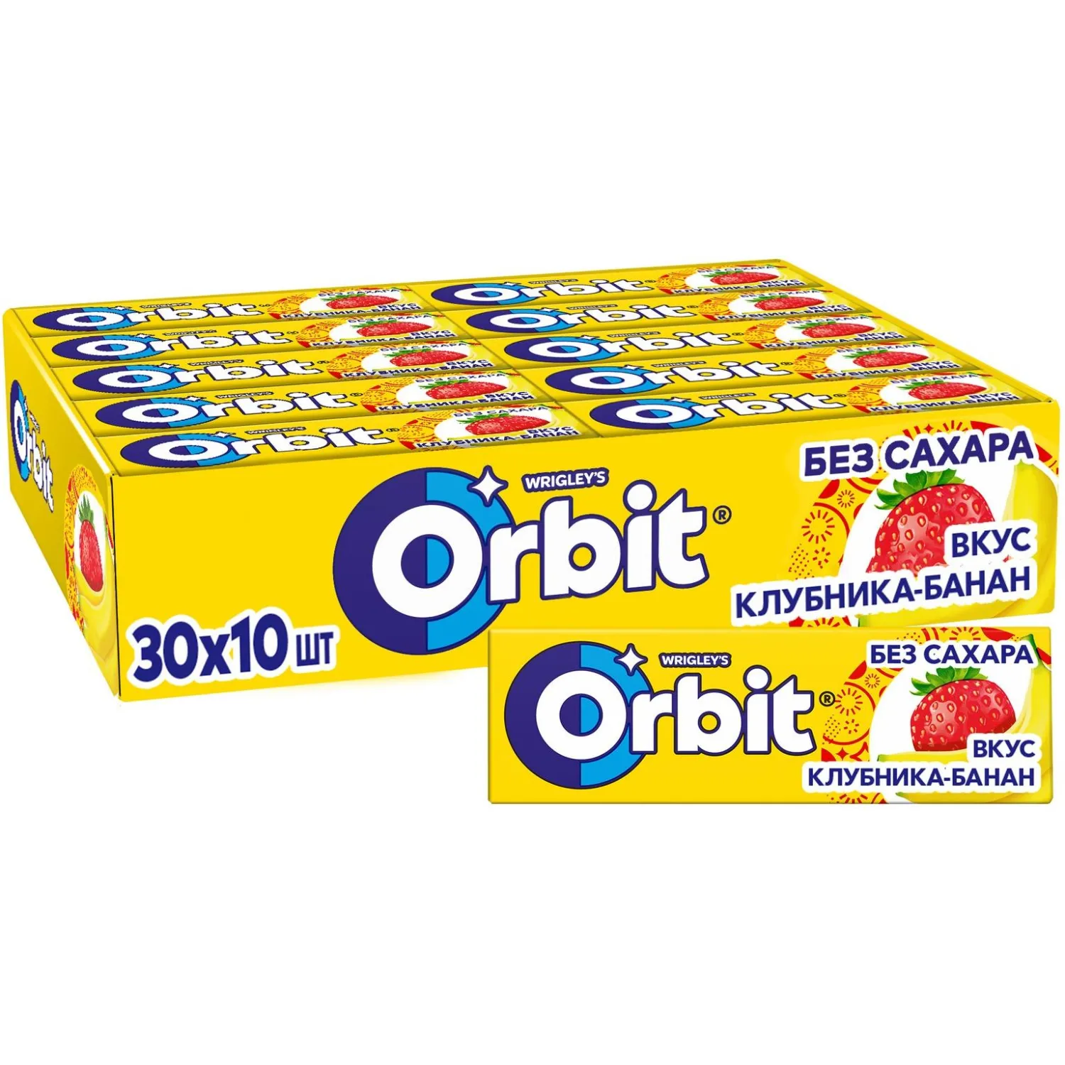 Жевательная резинка Orbit Клубника-банан (30 штук по 13.6 г)