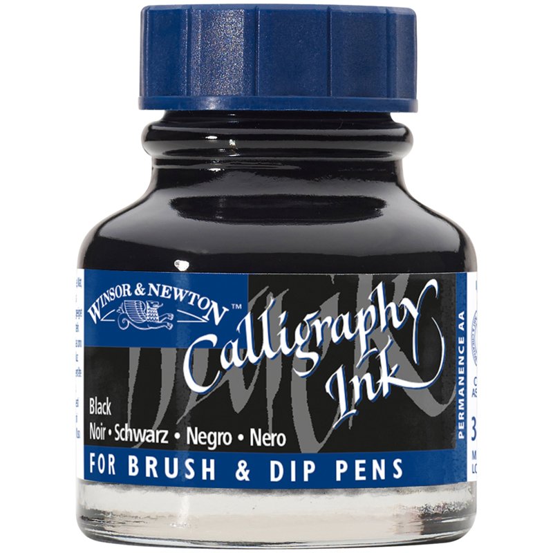 превью Тушь Winsor&Newton для каллиграфии (синяя крышка), 30мл, черная