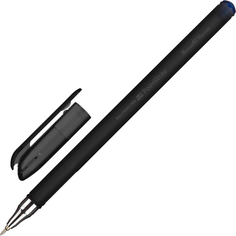 превью Ручка шариковая неавтоматическая BV PointWrite Black 0.38мм синяя 20-0265