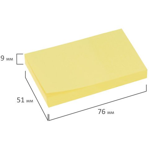 Блок самоклеящийся (стикер) BRAUBERG, 76×51 мм, 100 л., желтый