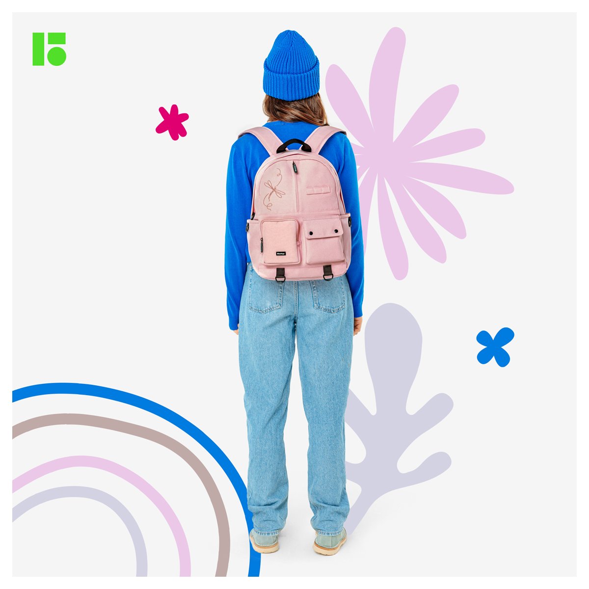 Рюкзак Berlingo Urban «Pink dragonfly» 40.5×30×13.5см, 1 отделение, 6 карманов, уплотненная спинка