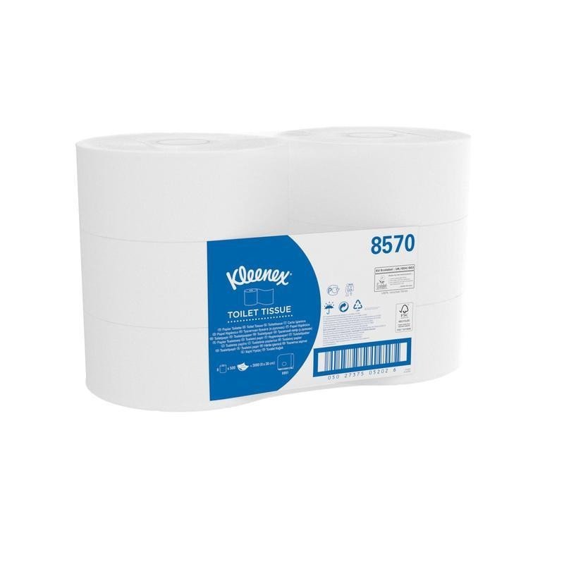 превью Бумага туалетная для диспенсеров KK Kleenex Jambo Roll 2-слойная белая 6 рулонов по 190 метров 8570