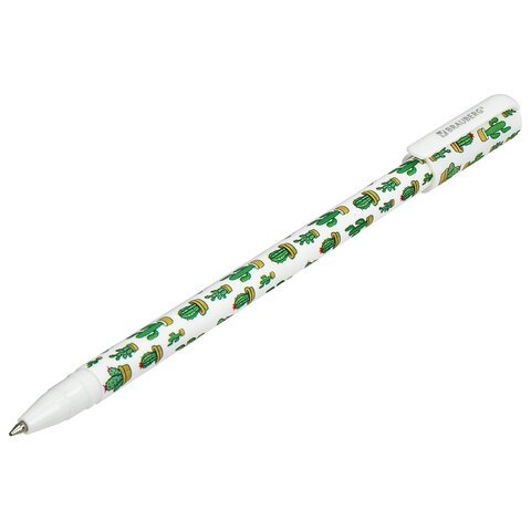 Ручка шариковая BRAUBERG SOFT TOUCH STICK «CACTUS», СИНЯЯ, мягкое покрытие, узел 0.7 мм