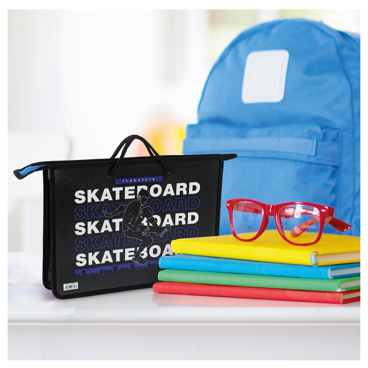 Папка с ручками А4 ArtSpace «Skateboard», пластик, на молнии, 75мм