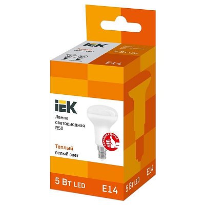 Лампа светодиодная IEK ECO R 5Вт E14 3000К 450Лм 230В LLE-R50-5-230-30-E14