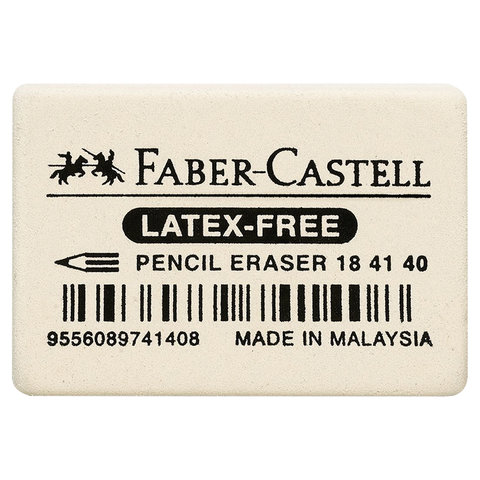 превью Резинка стирательная FABER-CASTELL «Latex-Free», прямоугольная, 37×25×7 мм, белая