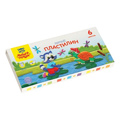 Пластилин Мульти-Пульти «Енот в сказке», 06 цветов, 72г, со стеком, картон