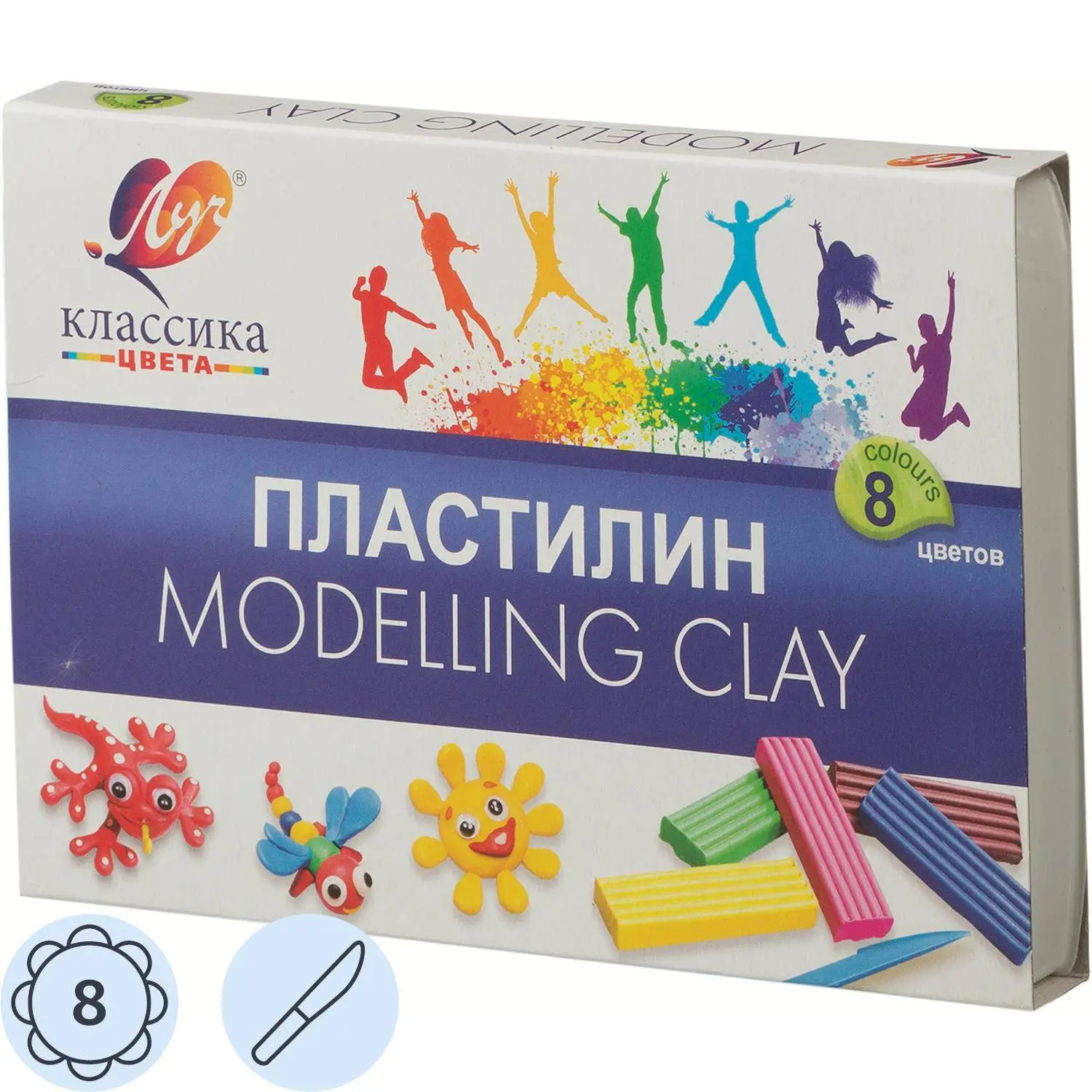 Пластилин классический Луч Классика 8 цветов 160 грамм