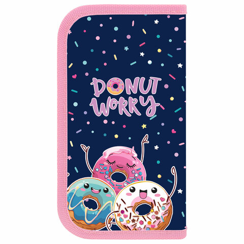 Пенал ПИФАГОР, 2 отделения, ламинированный картон, 19×11 см, «Comic donuts»