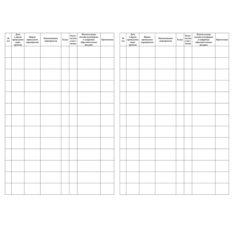 Журнал учета мероприятий проводимых с использованием электронного обучения и дистанционных образовательных технологий (1-11 классы, А4, 32 листа)