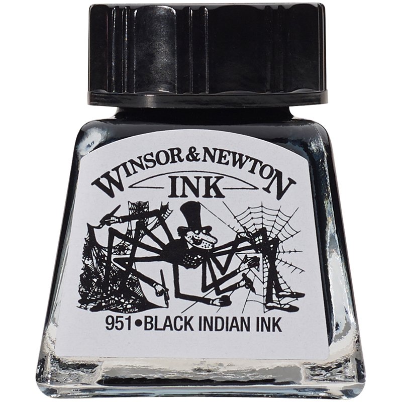 превью Тушь Winsor&Newton для рисования, черный, флакон c пипеткой 14мл
